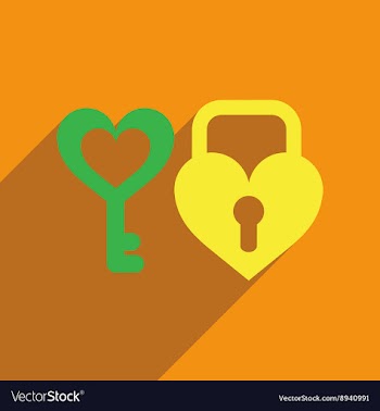 Flat web icon with long shadow key lock heart vector image