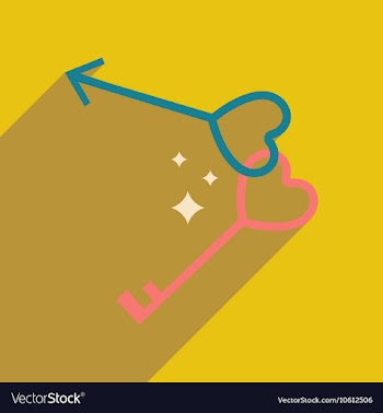Flat web icon with long shadow keys heart vector image