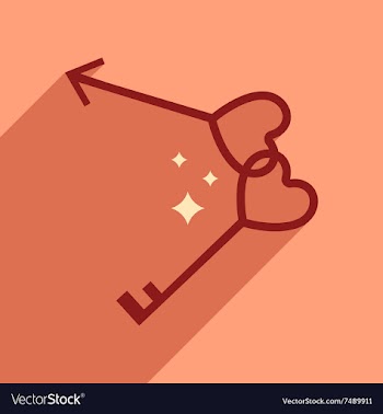 Flat web icon with long shadow keys heart vector image