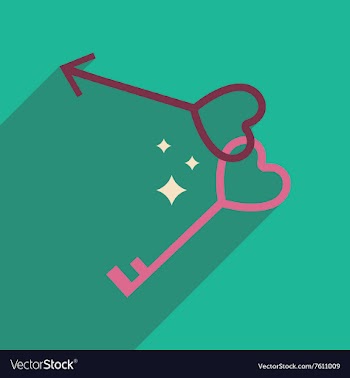 Flat web icon with long shadow keys heart vector image