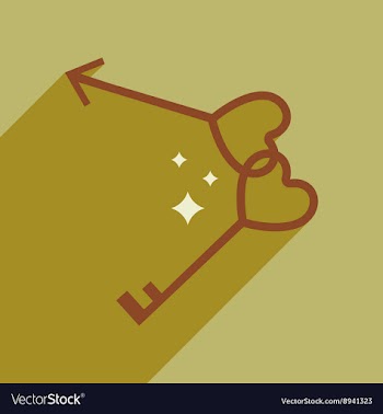 Flat web icon with long shadow keys heart vector image