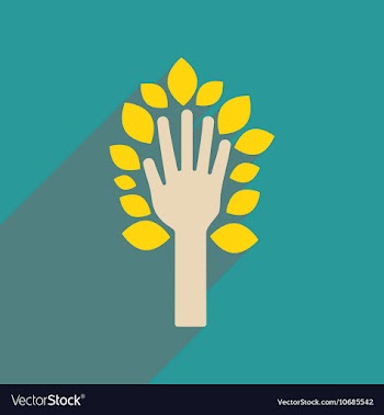 Flat web icon with long shadow leaves hand vector image