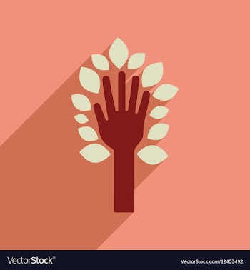 Flat web icon with long shadow leaves hand vector image