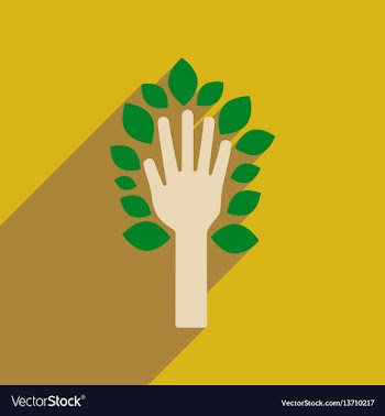 Flat web icon with long shadow leaves hand vector image
