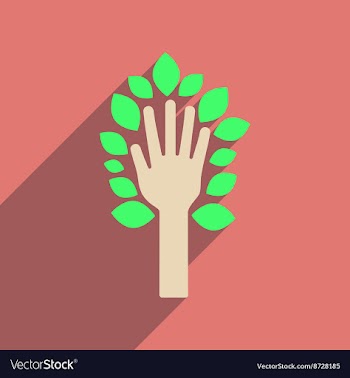 Flat web icon with long shadow leaves hand vector image