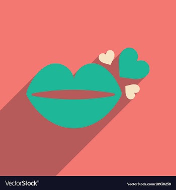 Flat web icon with long shadow lip heart vector image
