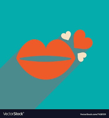 Flat web icon with long shadow lip heart vector image