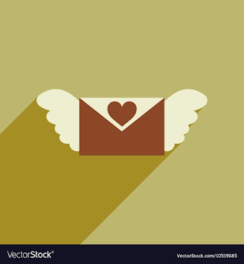 Flat web icon with long shadow love letter vector image