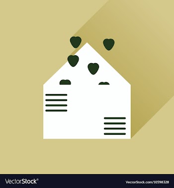 Flat web icon with long shadow love letter vector image