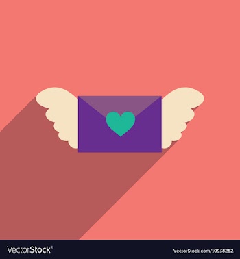 Flat web icon with long shadow love letter vector image