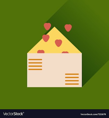 Flat web icon with long shadow love letter vector image