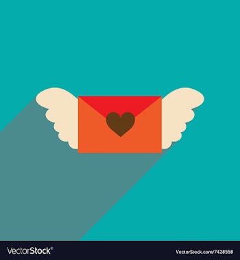 Flat web icon with long shadow love letter vector image