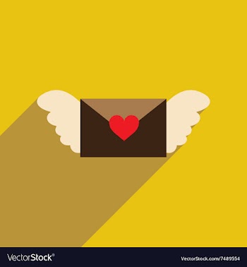 Flat web icon with long shadow love letter vector image