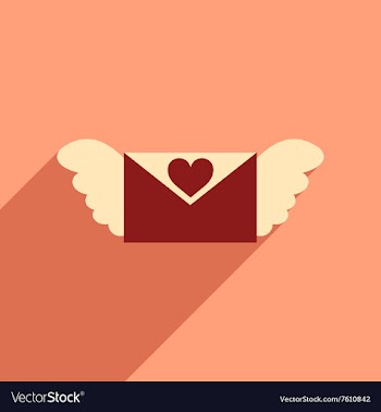 Flat web icon with long shadow love letter vector image
