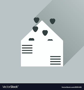 Flat web icon with long shadow love letter vector image