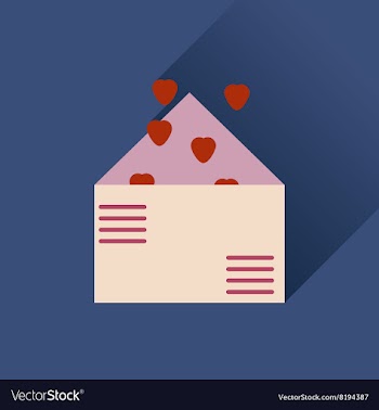 Flat web icon with long shadow love letter vector image