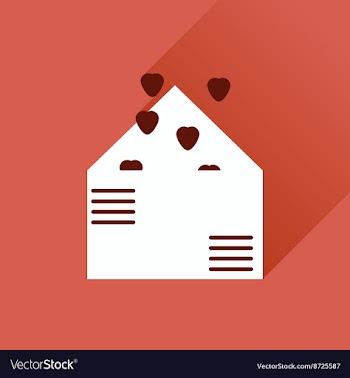 Flat web icon with long shadow love letter vector image