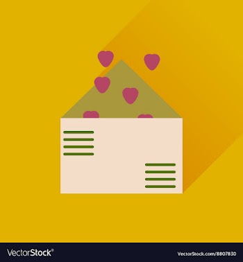 Flat web icon with long shadow love letter vector image