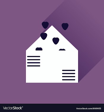 Flat web icon with long shadow love letter vector image