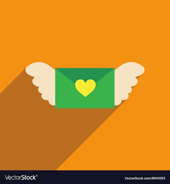 Flat web icon with long shadow love letter vector image