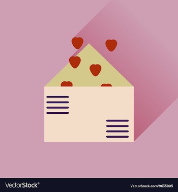 Flat web icon with long shadow love letter vector image