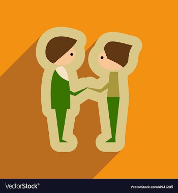 Flat web icon with long shadow male friends vector image