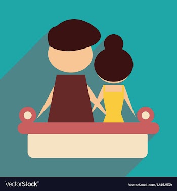 Flat web icon with long shadow man and woman couch vector image