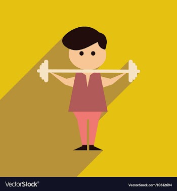 Flat web icon with long shadow man barbell vector image