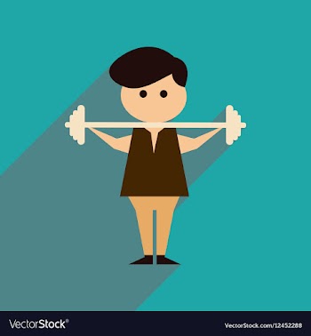 Flat web icon with long shadow man barbell vector image