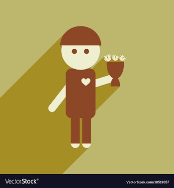 Flat web icon with long shadow man bouquet vector image