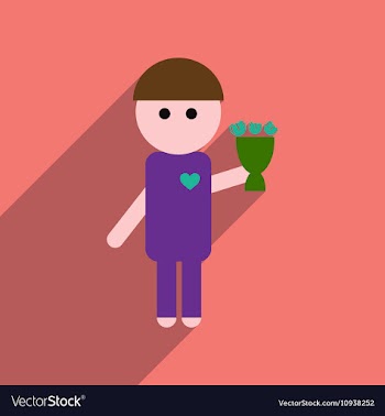 Flat web icon with long shadow man bouquet vector image