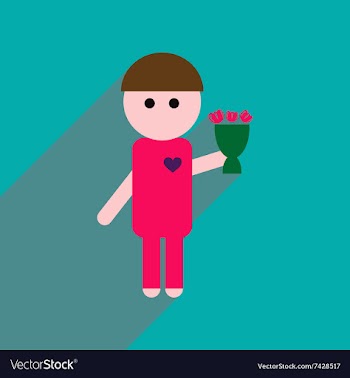 Flat web icon with long shadow man bouquet vector image