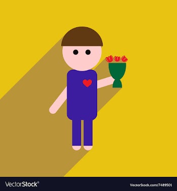 Flat web icon with long shadow man bouquet vector image