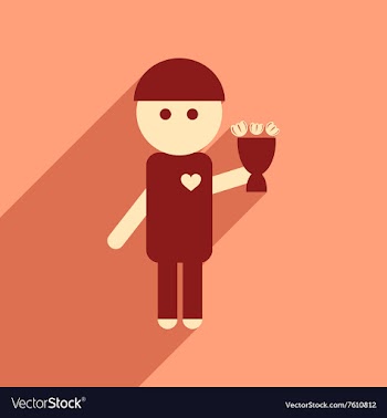 Flat web icon with long shadow man bouquet vector image