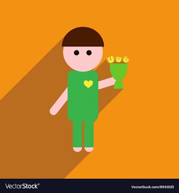 Flat web icon with long shadow man bouquet vector image