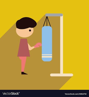 Flat web icon with long shadow man boxing vector image