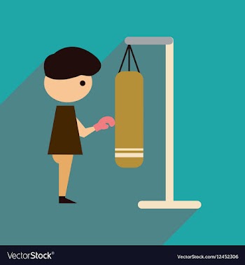 Flat web icon with long shadow man boxing vector image