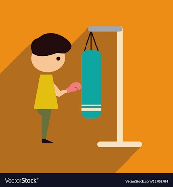 Flat web icon with long shadow man boxing vector image