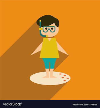 Flat web icon with long shadow man diving mask vector image