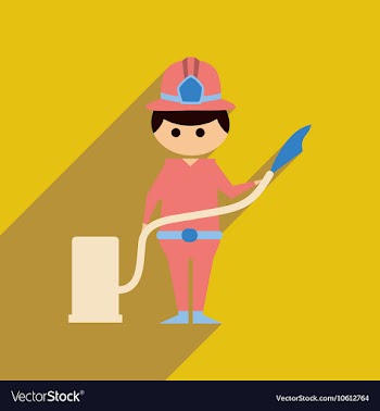 Flat web icon with long shadow Man firefighter vector image