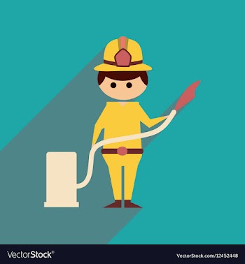 Flat web icon with long shadow Man firefighter vector image
