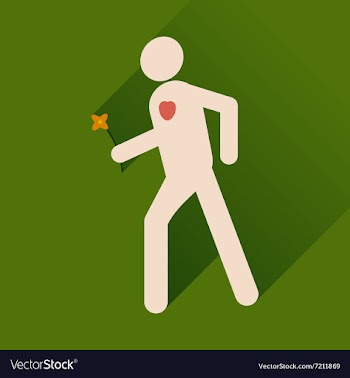 Flat web icon with long shadow man flower vector image