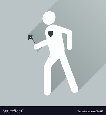 Flat web icon with long shadow man flower vector image