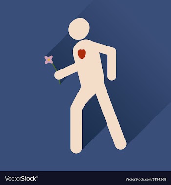 Flat web icon with long shadow man flower vector image