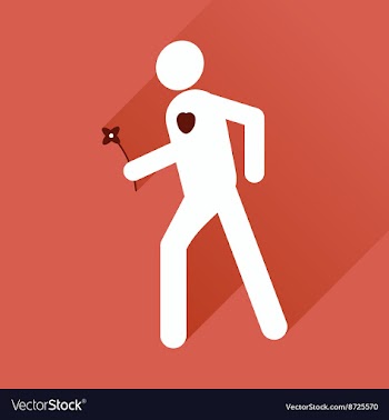 Flat web icon with long shadow man flower vector image