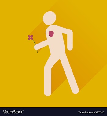 Flat web icon with long shadow man flower vector image