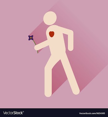 Flat web icon with long shadow man flower vector image