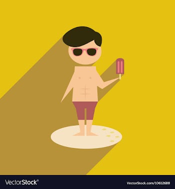 Flat web icon with long shadow man ice cream vector image