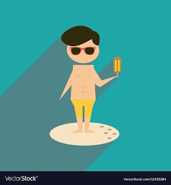 Flat web icon with long shadow man ice cream vector image