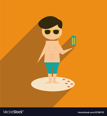 Flat web icon with long shadow man ice cream vector image